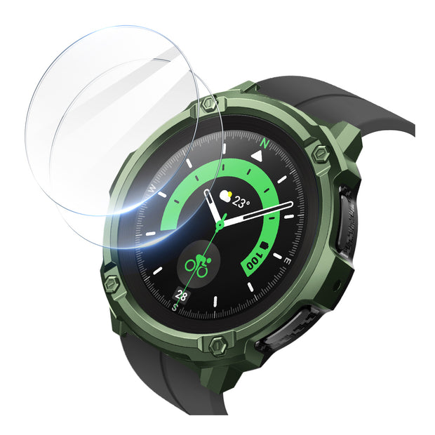 Galaxy Watch5 Pro 45mm Unicorn Beetle Rugged Case with Glass Screen Protectors-Dark Green