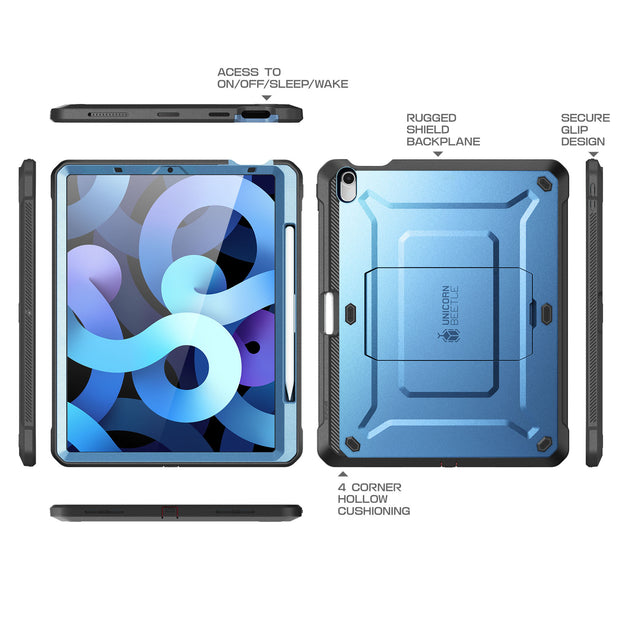 iPad Air 4 / 5 Unicorn Beetle PRO Rugged Kickstand Case-Metallic Blue