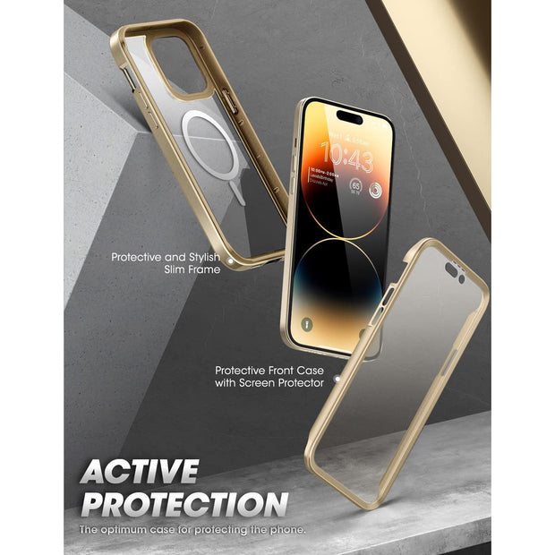 iPhone 14 Pro Max 6.7 inch Unicorn Beetle EDGE MAG with Screen Protector Clear Case-Gold