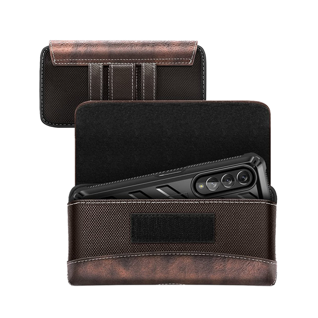Universal Belt Clip Cell Phone Holster for Galaxy Fold and Large Phones-Brown