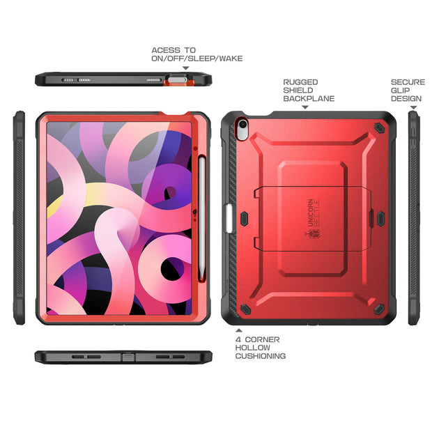 iPad 10.9" 2022 Unicorn Beetle PRO Rugged Kickstand Case-Metallic Red