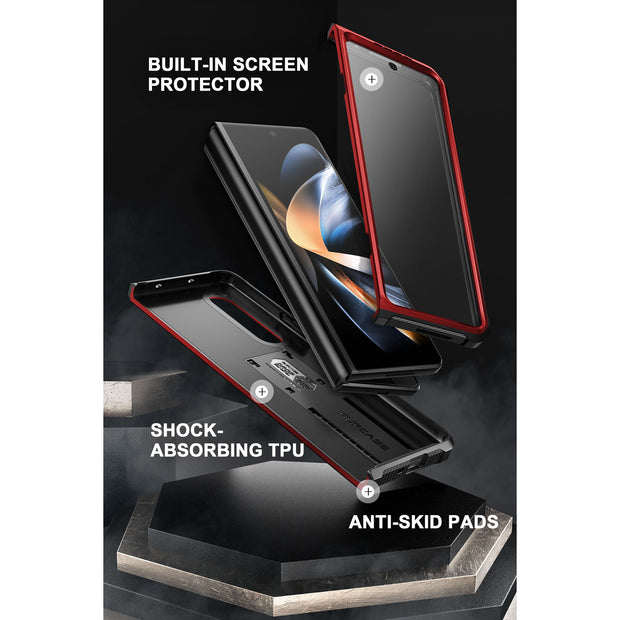 Galaxy Z Fold4 Unicorn Beetle Kickstand Case with Screen Protector-Metallic Red