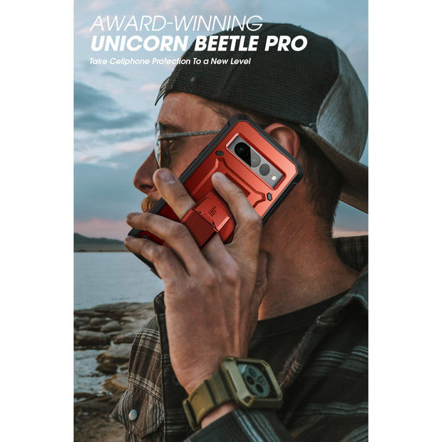 Google Pixel 7 Pro Unicorn Beetle PRO Rugged Holster Case-Metallic Red
