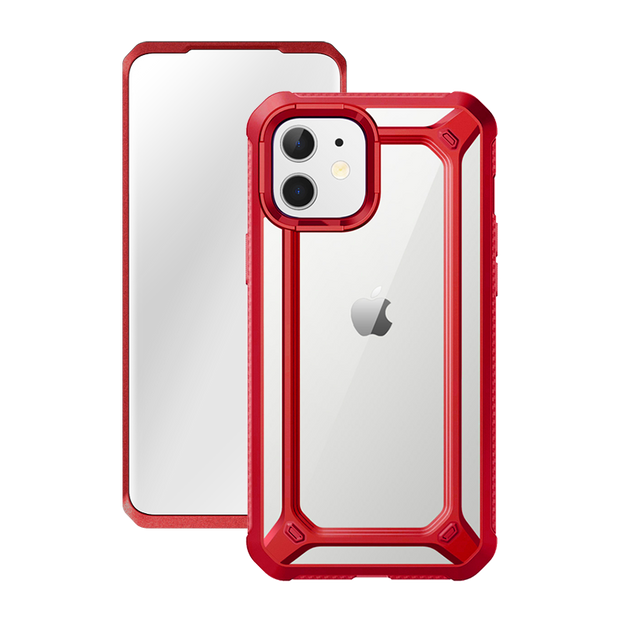 iPhone 12 6.1 inch Unicorn Beetle Exo with Screen Protector Clear Case-Red