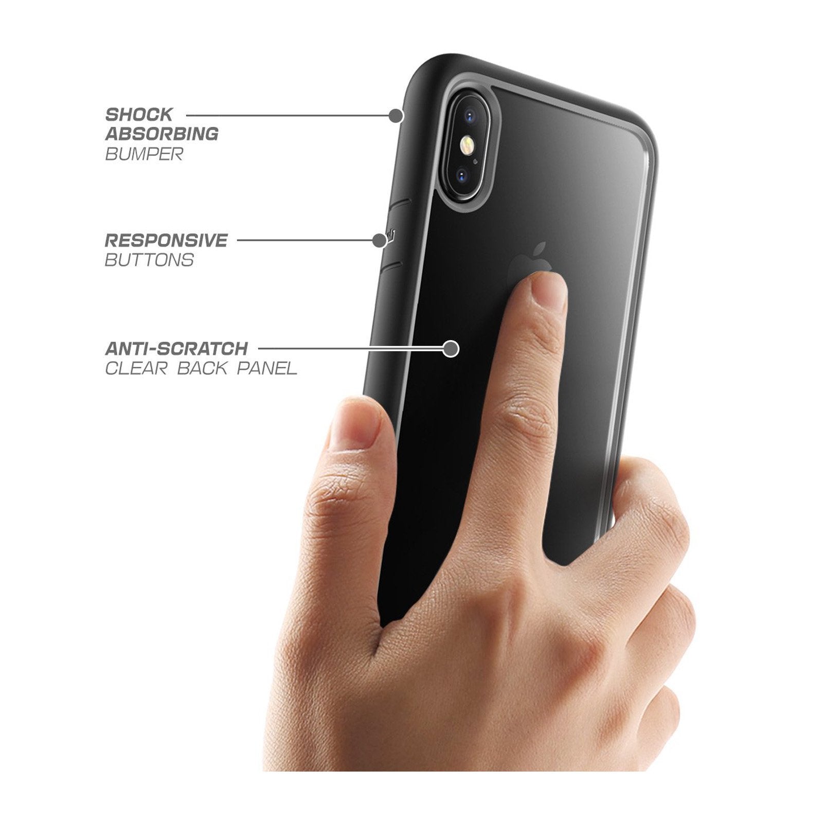 iPhone X / XS Unicorn Beetle Style Slim Clear Case-Black | SUPCASE