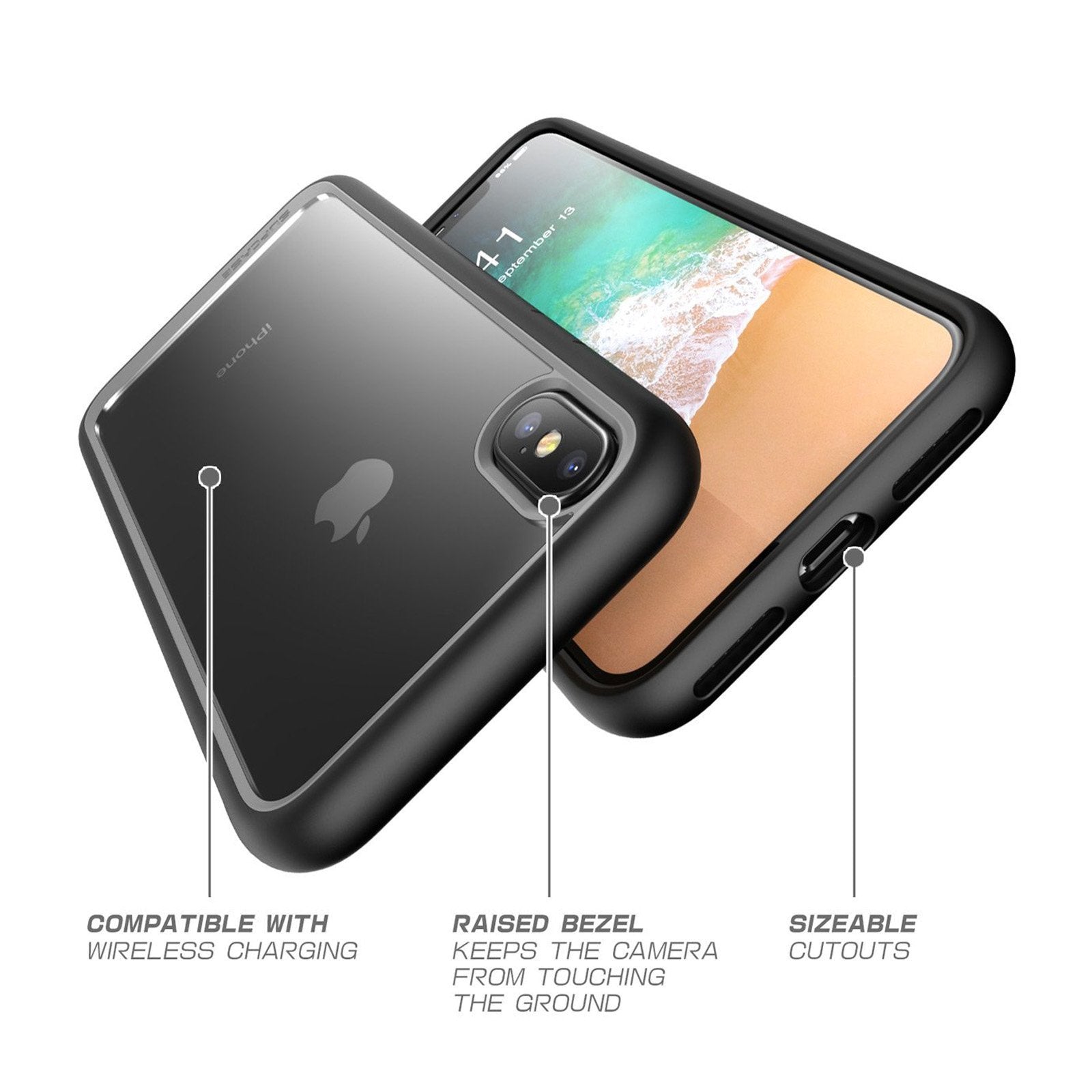 iPhone X / XS Unicorn Beetle Style Slim Clear Case-Black | SUPCASE