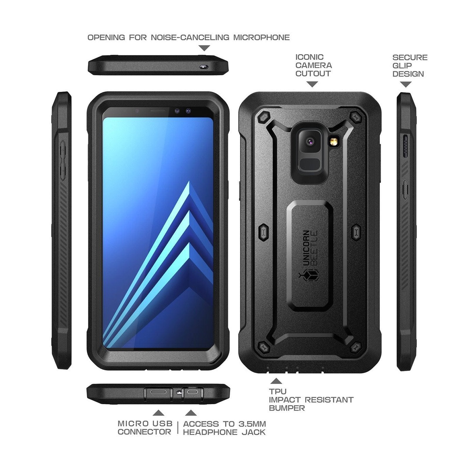 Galaxy A8 Plus Unicorn Beetle Pro Rugged Case-Black | SUPCASE