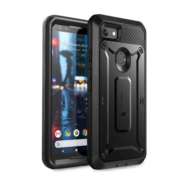 Google Pixel 3 Unicorn Beetle Pro Rugged Holster Case with Screen Protection-Black