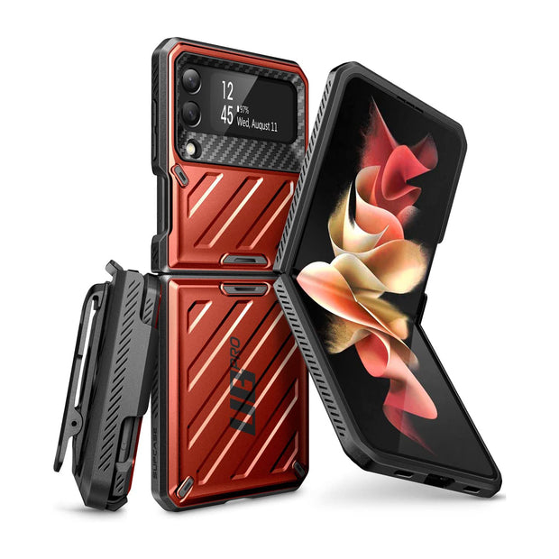 Galaxy Z Flip3 Unicorn Beetle PRO Rugged Case with Belt Clip-Metallic Red