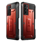 Galaxy S21 Ultra Unicorn Beetle Pro Rugged Case with S-Pen Holder - Metallic Red