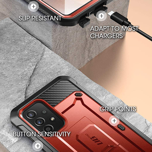 Galaxy A52 Unicorn Beetle Pro Rugged Holster Case-Metallic Red