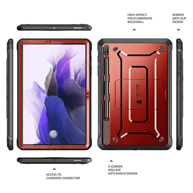 Galaxy Tab S7 FE 12.4 inch (2021) Unicorn Beetle Pro Rugged Case-Metallic Red