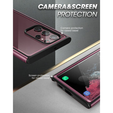 SupCase Cover Per Samsung Galaxy S22 Ultra 5g (6,8 Pollici), Custodia Protettiva Trasparente Con Cornice Sottile Con Pellicola Protezione 2022 (Nero - Foto 2